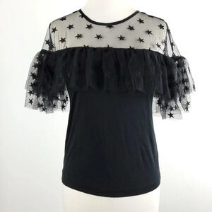 J. Crew Puff Sleeve embroidered stars Blouse XS